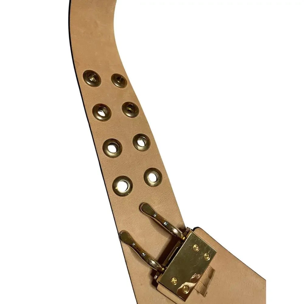 Doncaster Chocolate Brown with Gold tone Grommets Leather Belt